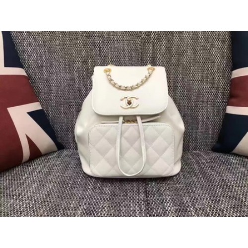 Chanel Sac à dos en cuir d'origine CHA2590 Blanc