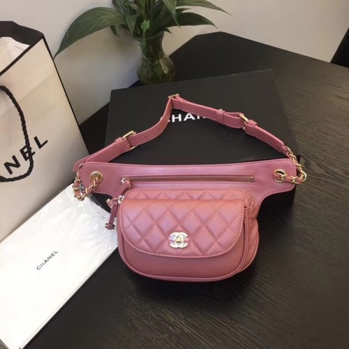 Sac Banane Chanel Original Cuir Rouge SA0814 Doré