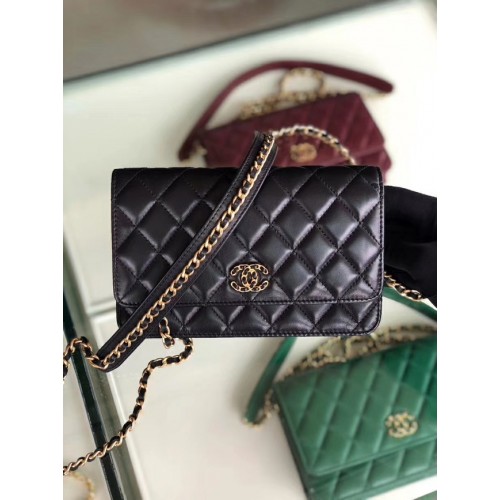 Chanel Original Leather Chain Wallet AP0724 noir