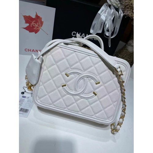 Chanel Original Leather Medium Cosmetic Bag 93443 Blanc