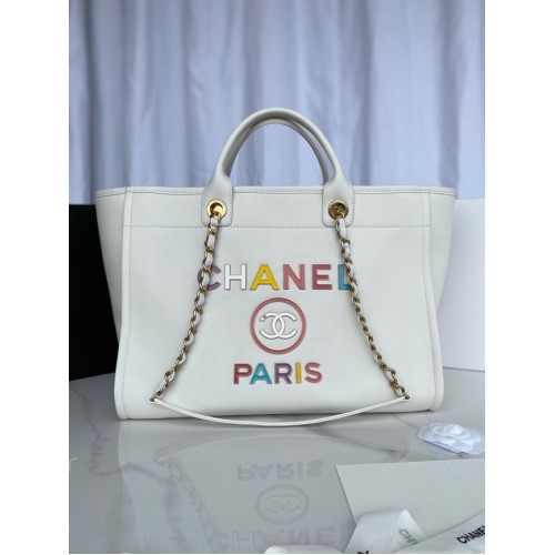Sac shopping Chanel Original en cuir 66941 blanc