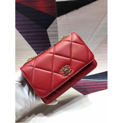 Chanel Original Sac à bandoulière en cuir Rouge A80982 Or
