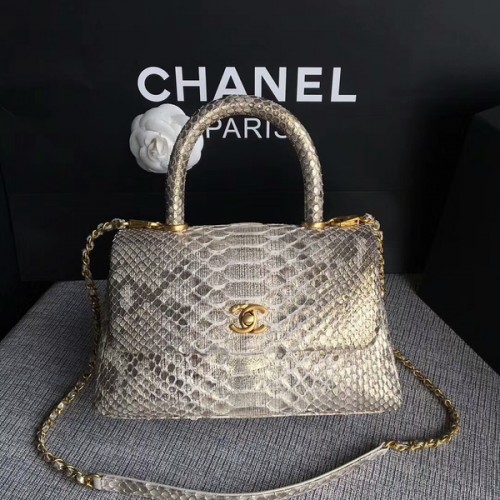 Sac fourre-tout en cuir de python Chanel Original 8119G