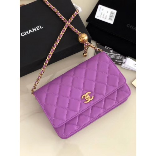 Chanel Original Petit sac à rabat classique en peau de mouton AS33814 Lavande