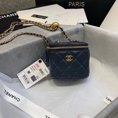 Chanel Original Small sac à main boîte à chaîne classique AP1447 bleu foncé