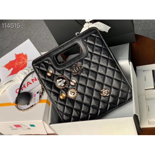 Chanel Original Sac Cuir Souple Métal Doré AS1431 noir