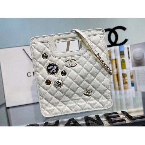 Chanel Original Sac Cuir Souple Métal Doré AS1431 blanc