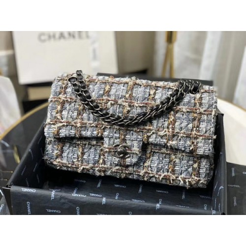 Chanel Original sac à rabat Twill souple A01112 gris