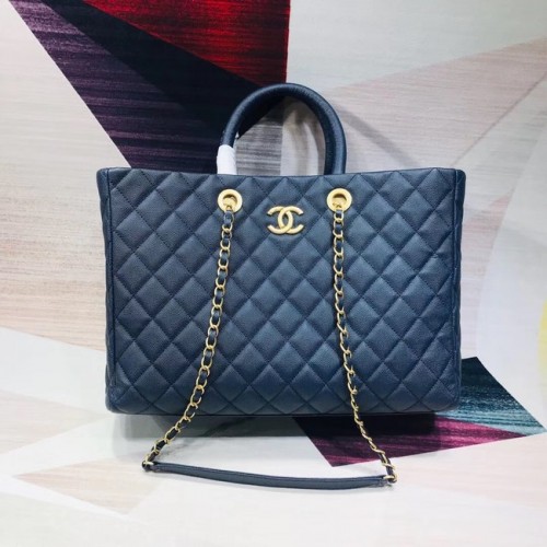Chanel Original grand sac cabas Cuir de veau grainé A93525 bleu
