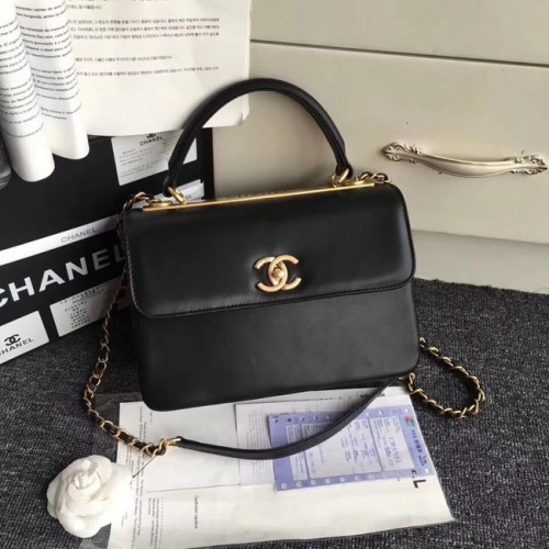 Chanel Original petit sac à rabat avec poignée supérieure A92236 noir