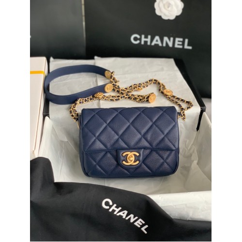 Chanel PETIT SAC À RABAT AS3369 Bleu Royal