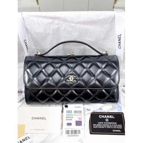 Chanel PORTE-TÉLÉPHONE À RABAT AVEC CHAÎNE AS2875 NOIR