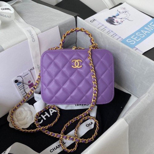 Chanel PETIT VANITY CASE Agneau Métal doré AS3318 Violet