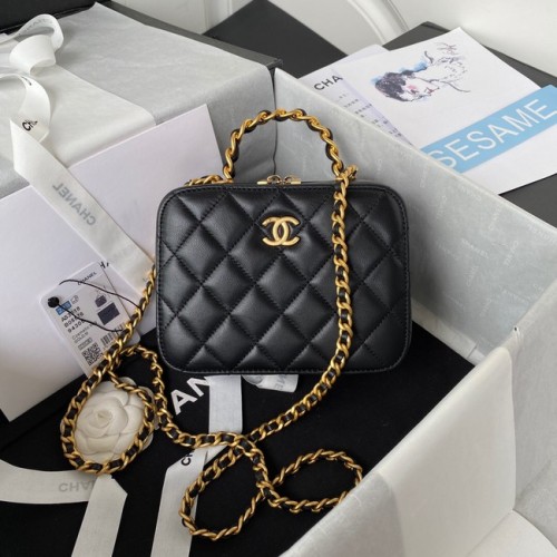 Chanel PETIT VANITY CASE Agneau Métal doré AS3318 noir