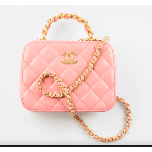 Chanel PETIT TROUSSE DE VANITY Agneau Métal doré AS3318 rose