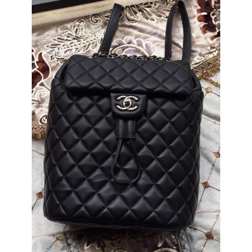 Sac à dos en cuir de mouton Chanel A91121 Noir