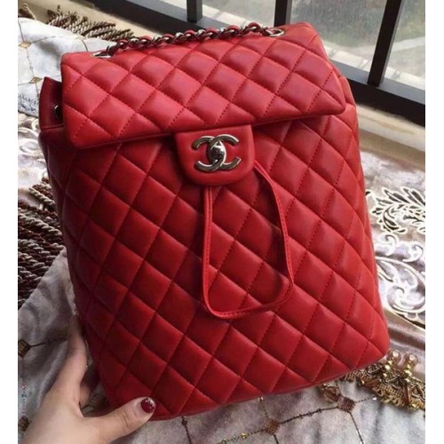 Sac à dos en cuir de mouton Chanel A91121 Rouge