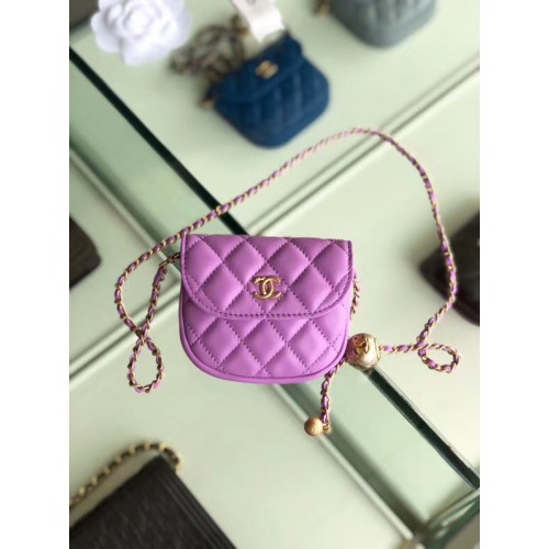 Pochette en cuir d'origine Chanel Mouton AP1461 Lavande