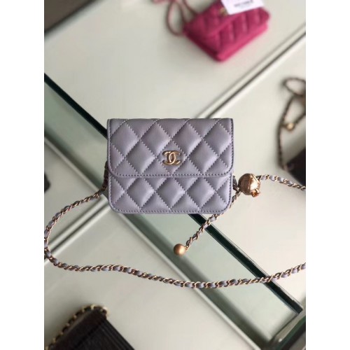 Pochette Chanel en cuir de mouton d'origine P0146 gris