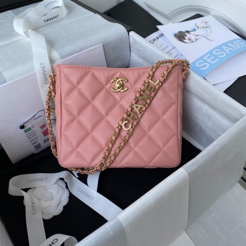 Chanel Sac bandoulière Veau grainé&Métal doré AS3223 rose