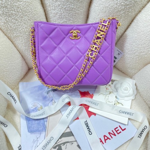 Chanel Sac bandoulière Veau grainé&Métal doré AS3223 violet