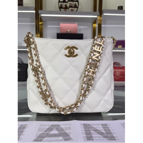 Chanel Sac bandoulière Veau grainé&Métal doré AS3223 blanc