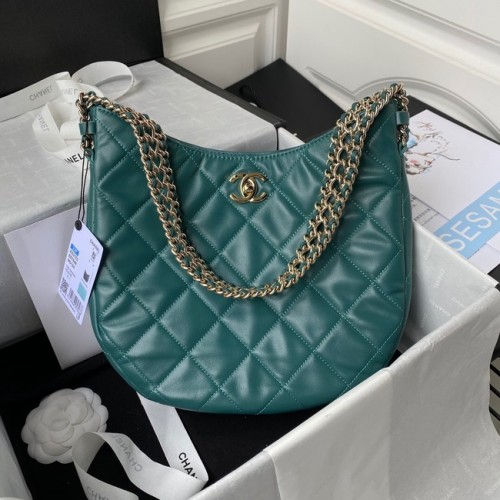 Chanel Sac Bandoulière Agneau Métal Doré clair AS3153 bleu