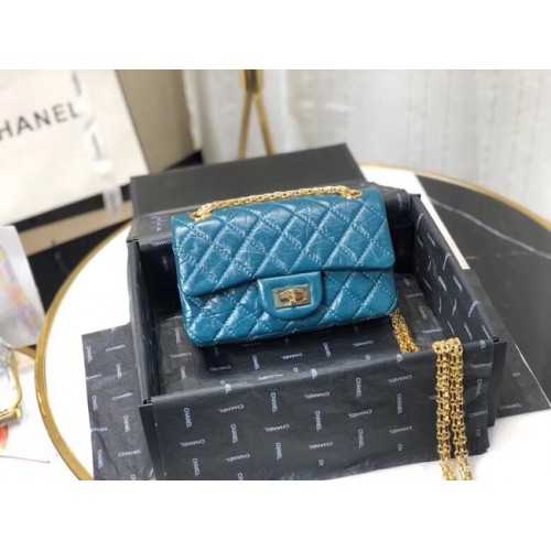 Chanel Sac Bandoulière Original Cuir Bleu AS0874 Doré