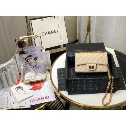 Chanel Sac à Bandoulière Original Cuir Blanc Cassé AS0874 Doré