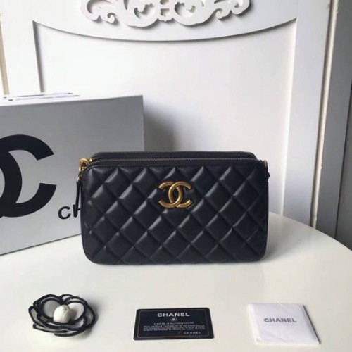 Chanel Sac à Bandoulière Original en Cuir de Mouton A66269 Noir