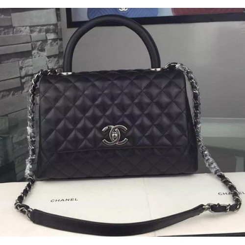 Chanel Sac fourre-tout à bandoulière en cuir de veau d'origine A7776 Noir