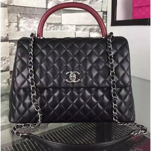 Chanel Sac fourre-tout à bandoulière Cuir de vachette original A7778 Noir