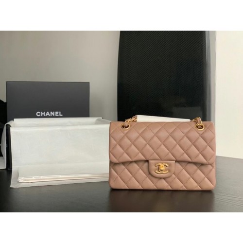 Chanel Petit Sac à Main Classique Mouton Métal Doré A01113 Taupe