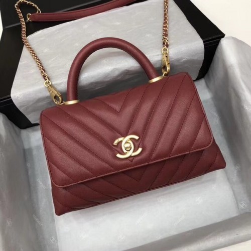 Chanel Petit Sac à Rabat avec Poignée Supérieure A92990 Bordeaux