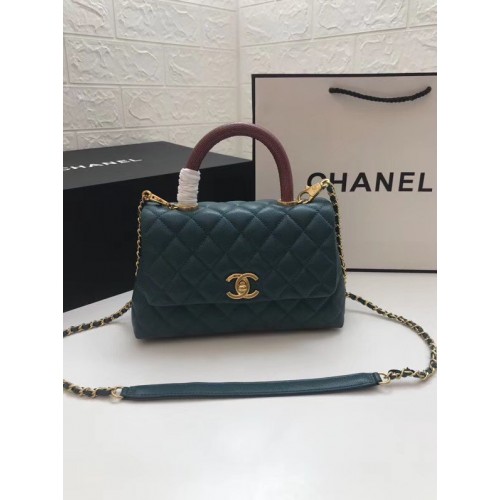 Chanel Petit sac à rabat avec poignée supérieure rouge A92990 bleu