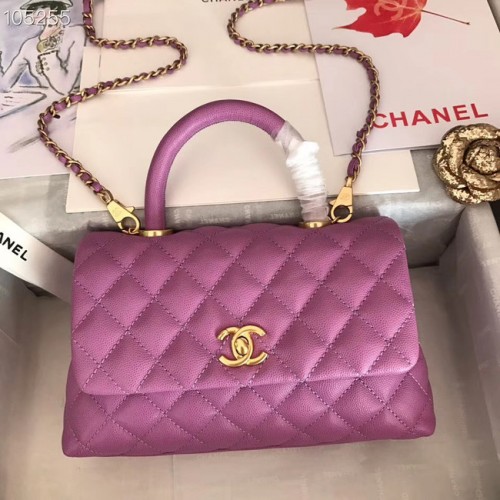 Petit sac à rabat Chanel avec poignée supérieure A92991 Violet