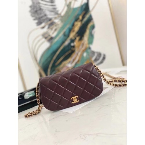 Chanel Small Flap Sac à bandoulière Cuir d'origine AP2358 Bordeaux