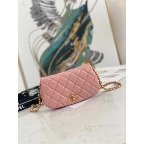 Chanel petit sac à bandoulière à rabat cuir d'origine AP2358 rose