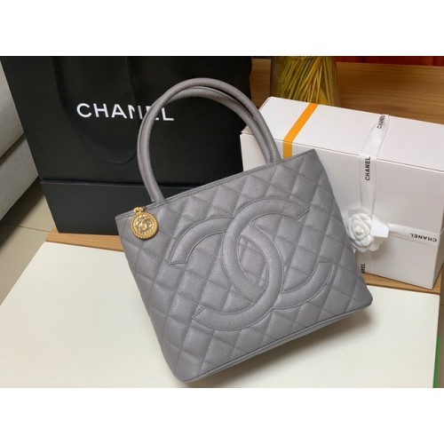 Chanel Cabas Veau grainé&Métal doré AS1804 gris