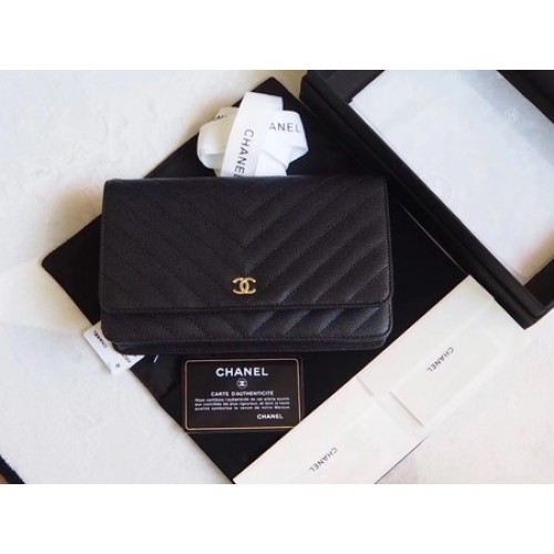 Chanel V mini Flap Bag Noir Chevron Cannage Motif A33814V Doré