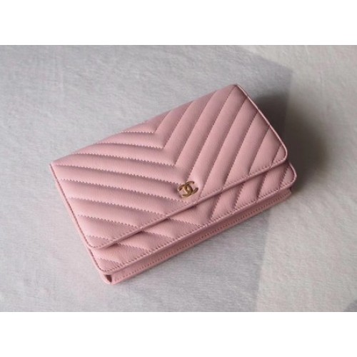 Chanel V mini Flap Bag Chevron Cuir de Mouton A33814V Rose