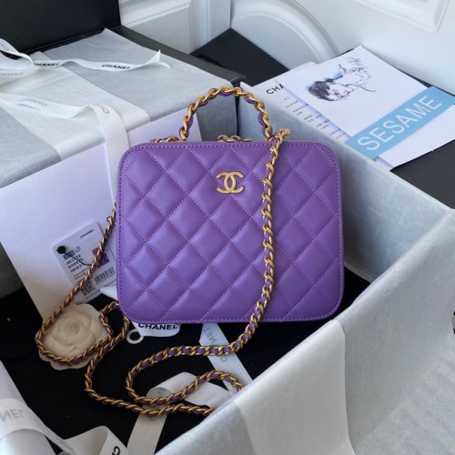 Chanel VANITY CASE Agneau Métal doré AS3319 Violet