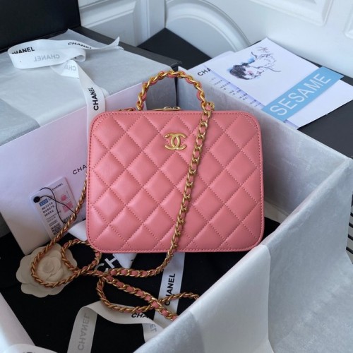 Chanel VANITY CASE Agneau Métal doré AS3319 rose