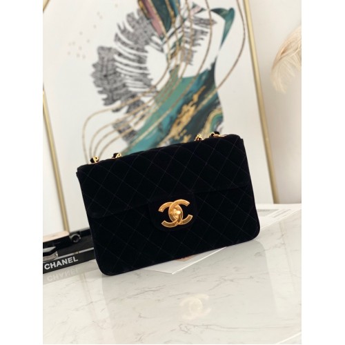 SAC À RABAT Chanel Velours AS8825 noir