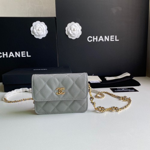 Sac Ceinture Chanel WOC Cuir Caviar Original 2306 Gris
