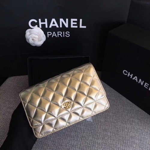 Chanel WOC Flap Bag Original en cuir de mouton 33814A Glod