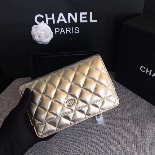 Chanel WOC Flap Bag Cuir de Mouton Original 33814A Argent