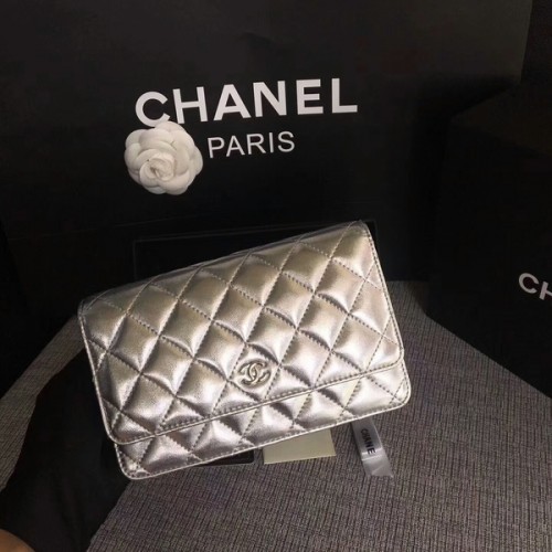 Chanel WOC Flap Bag Cuir de Mouton Original 33814B Argent