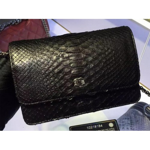 Chanel WOC Flap Bag Original Snake Leather A33814 Noir