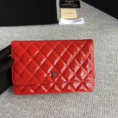 Chanel WOC Flap Bag Cuir verni A33814C Rouge